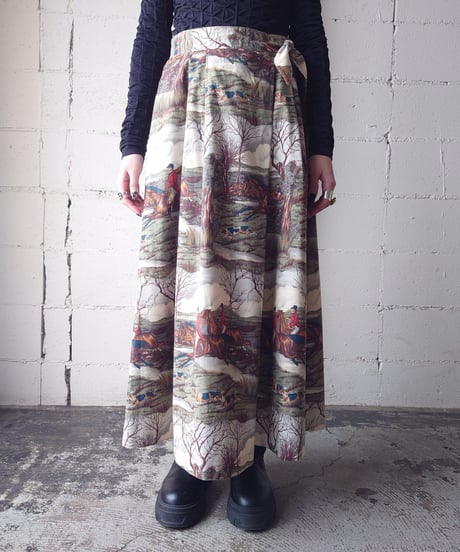 Horse Riding Pattern Belted Skirt IVKA