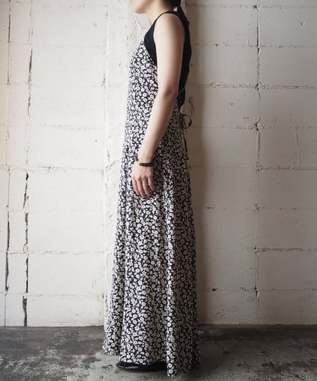 Flower Pattern Back Lace-up Dress BKWH