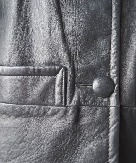 1980's Collarless Leather Cape Jacket BK
