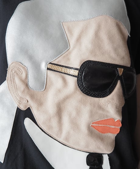 nil&mon Karl Lagerfeld Leather Face Tee BK