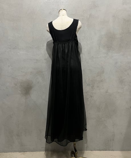 Sheer×Lace N/S Volume Dress BK