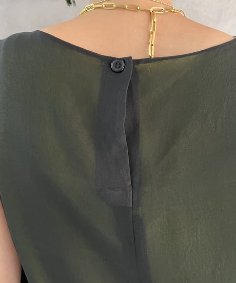 Bicolor See Through No Sleeve Blouse BKGN