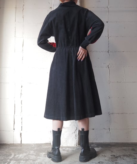 1970's Rib Collar Tricolor Cords Dress BKGRRE