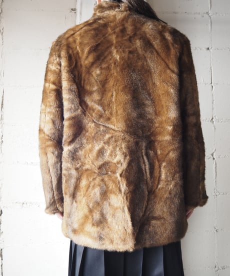 Stand Collar Fake Fur Coat CM