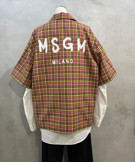 MSGM S/S Back Logo Check Shirt
