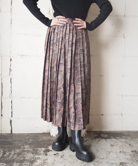 Paisley Pattern Pleated Skirt GR