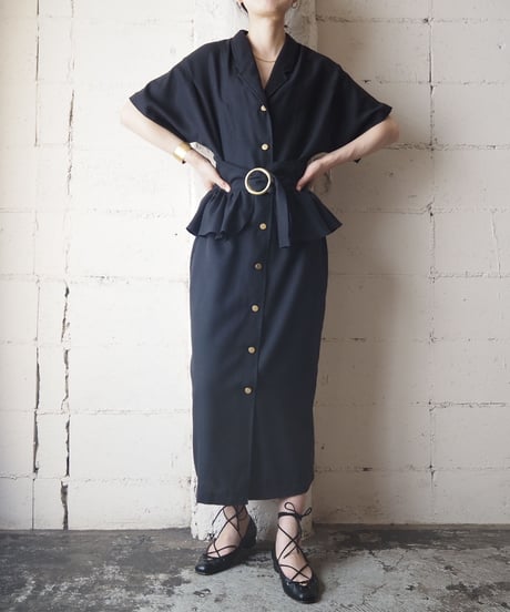 1980's Peplum Design S/S Dress BK