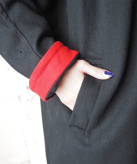 Bicolor Hood Wool Coat BKRE