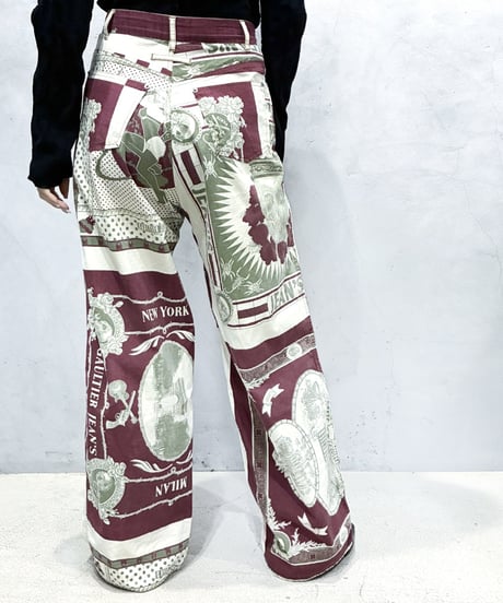 JEAN PAUL GAULTIER JEAN'S Scarf Print Pants IVBUR