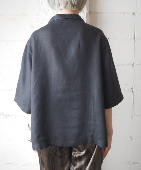 CHICO's Open Collar Linen S/S Shirt BK