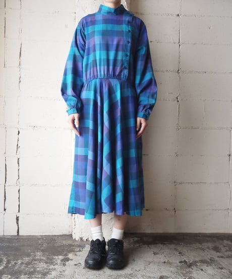 Block Check Button Dress BL