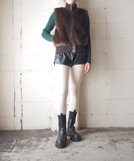 Rib Knit × Fur Vest BR