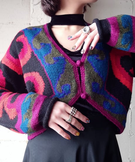 Pattern Short Cardigan BKOR