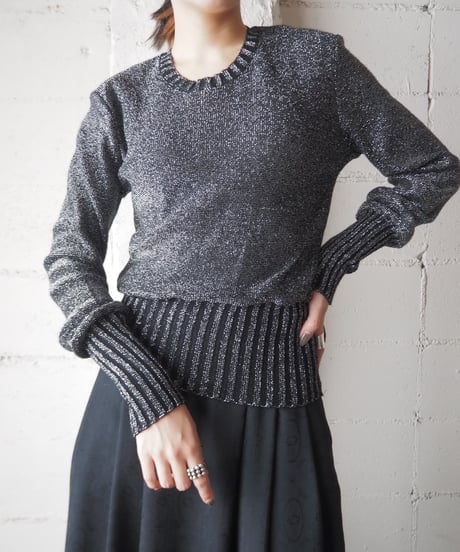Long Rib Lame Knit BKSV