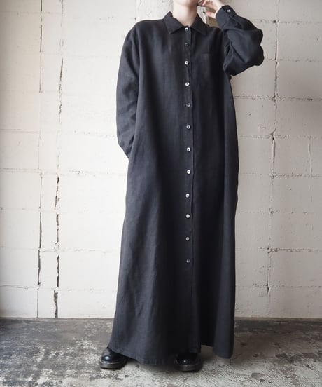 1990's Linen Shirt Dress BK