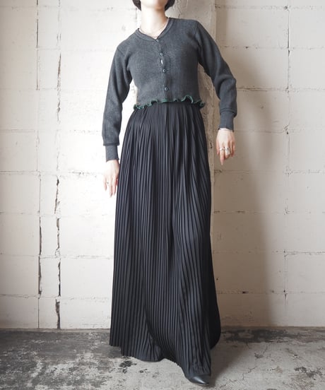 1980's Italy Pleated Long Skirt BK