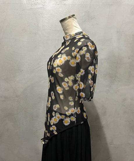 Flower Pattern Sheer Bodysuits BK