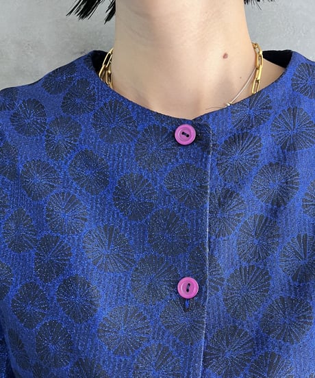Lame Design Shadow Pattern Colarless  Cardigan BLBK