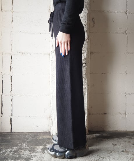 Wide Rib Knit Pants BK