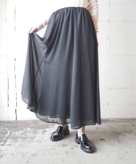 Sheer Layered Easy Flare Skirt BK