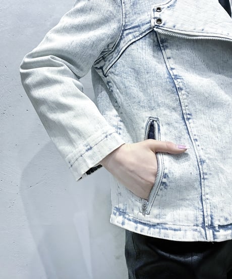 HELMUT LANG Acid Wash Denim Riders Jacket LBL