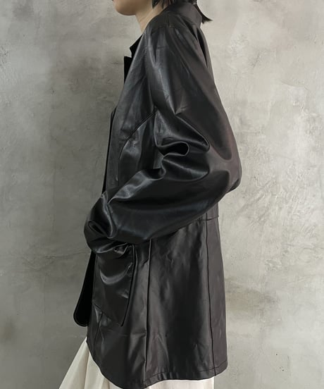 Fake Leather Tailored Jacket BK
