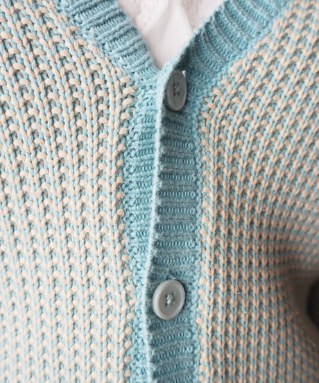 CARVEN Bicolor Vneck Cardigan LBLLBE
