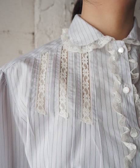 Ralph Lauren Stripe × Lace Blouse LPUR BL