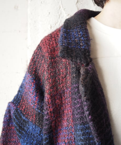 Check Pattern Knit Jacket BKRE