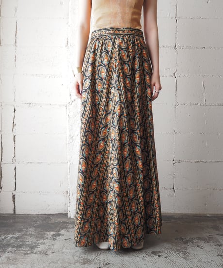 1960-1970's Paisley Long Skirt BKORBL
