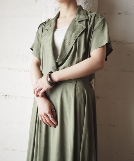 Open Collar Shoulder Button Dress KA