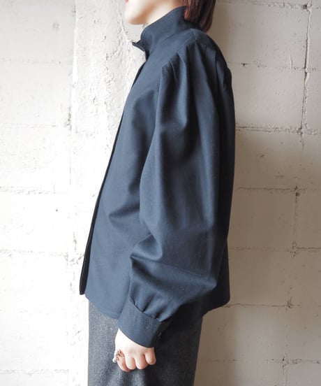 Stand Collar Puff Sleeve Shirt BK