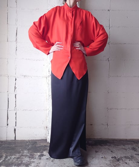 Band Collar Rayon Shirt RE
