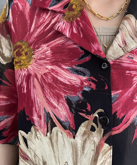 See Through Flower Paint Design Shirt BKPI
