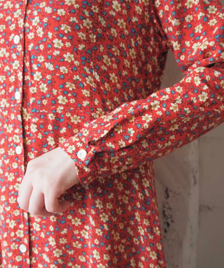 Flower Pattern Shirt Dress RE