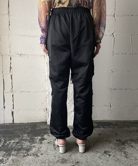Silver Zip Nylon Cargo Pants BK