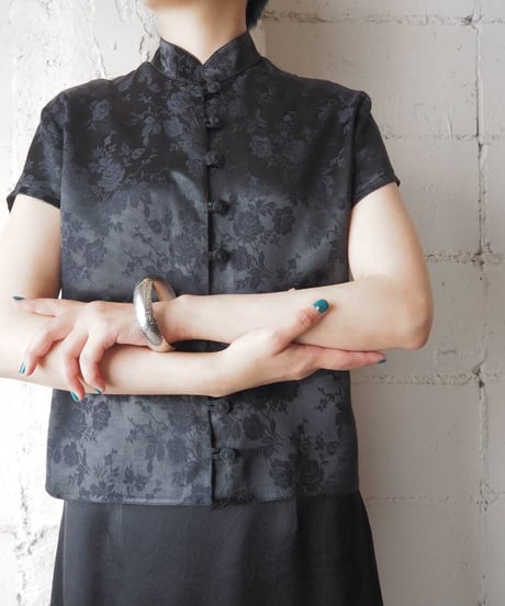 Shadow Flower Pattern China Shirt BK
