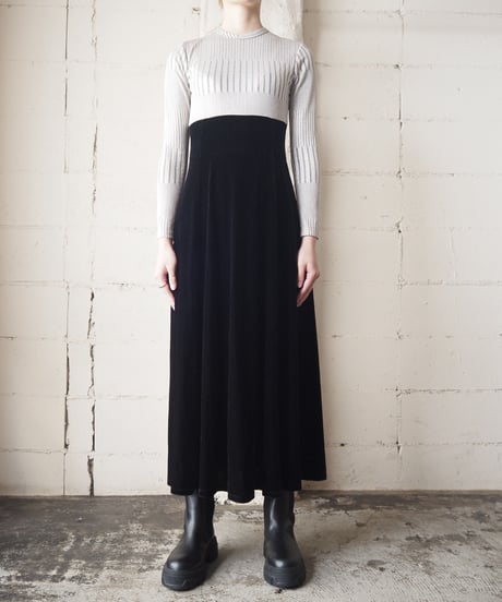 Glitter×Velour Switching Dress SVBK