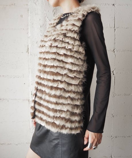 Fur × Knit Design Vest BEBR