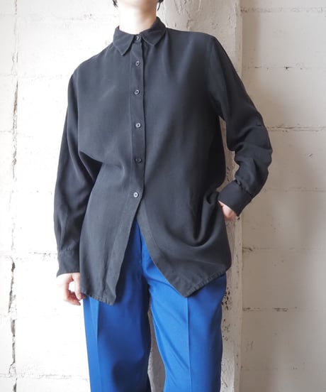 LAUREN RALPH LAUREN Fly Front Silk Shirt BK