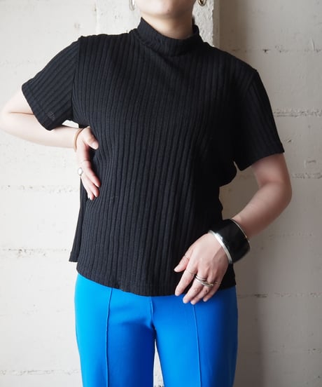 1980's Mock Neck Lib Knit  BK