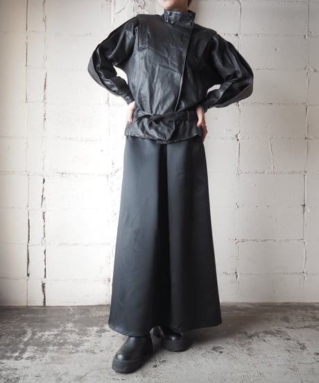 Design Sleeve Stand Collas Leather Jacket BK