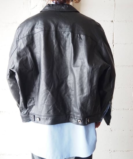 Zip Sleeve Leather Jacket BK