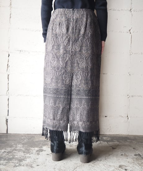 Fringe Hem Paisley Tight Skirt GR