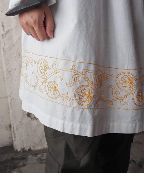 1950~60's Embroidery Hem Smock WHYE