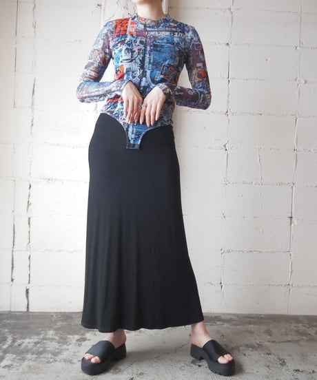 Pattern Sheer Bodysuit BLRE
