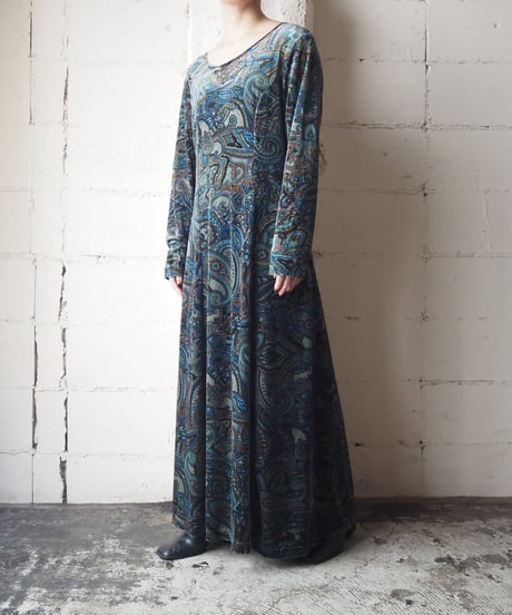 Paisley Pattern Velour Dress BL
