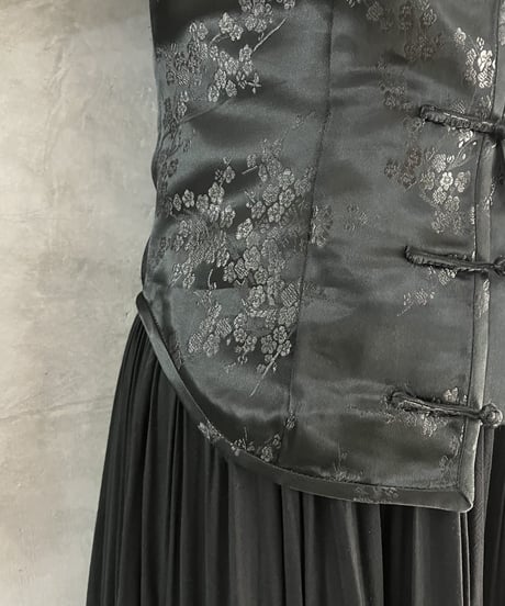 Shadow Pattern Sleeveless China Shirt BK