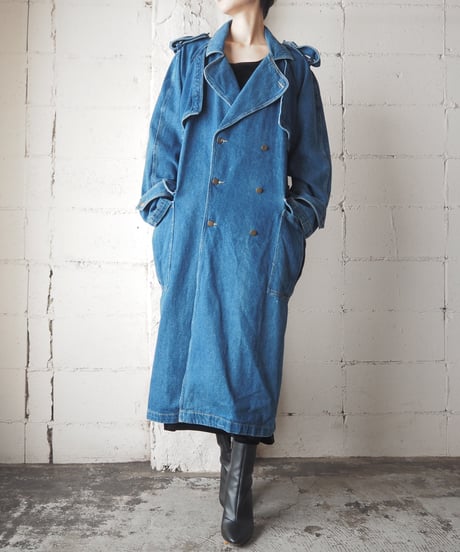 Denim Long Trench coat BL