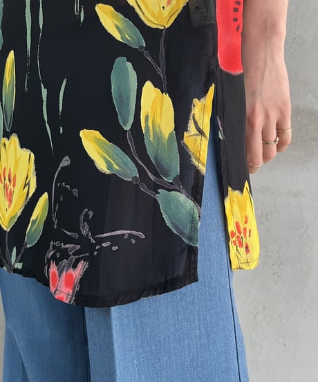1990's Flower Pattern Seethrough Shirt BKREYE